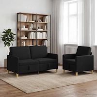 vidaXL Soffgrupp med förvaring 2 pcs Svart Polyester