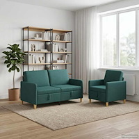 vidaXL Soffgrupp med förvaring 2 pcs Mörkgrön Polyester