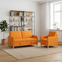 vidaXL Soffgrupp med förvaring 2 pcs Mörkgul Polyester