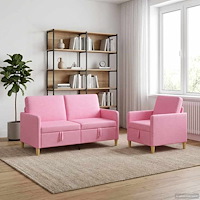 vidaXL Soffgrupp med förvaring 2 pcs Rosa Polyester