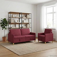 vidaXL Soffgrupp med förvaring 2 pcs Vinröd Polyester