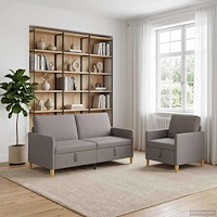 vidaXL Soffgrupp med förvaring 2 pcs Taupe Polyester