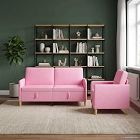 vidaXL Soffgrupp med förvaring 2 pcs Rosa Polyester