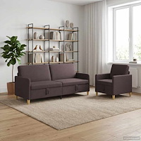 vidaXL Soffgrupp med förvaring 2 pcs Mörkbrun Polyester