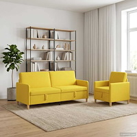 vidaXL Soffgrupp med förvaring 2 pcs Ljusgul Polyester