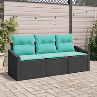 vidaXL Soffset med kudde 3 pcs Svart konstrotting