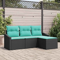 vidaXL Soffset med kudde 4 pcs Svart konstrotting