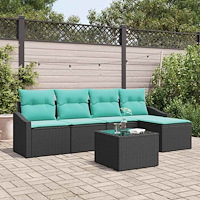 vidaXL Soffset med kudde 6 pcs Svart konstrotting