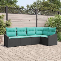 vidaXL Soffset med kudde 5 pcs Svart konstrotting