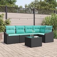 vidaXL Soffset med kudde 6 pcs Svart konstrotting