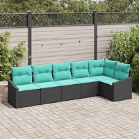 vidaXL Soffset med kudde 6 pcs Svart konstrotting