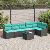 vidaXL Soffset med kudde 7 pcs Svart konstrotting
