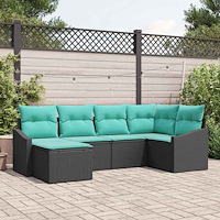 vidaXL Soffset med kudde 6 pcs Svart konstrotting