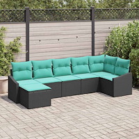 vidaXL Soffset med kudde 7 pcs Svart konstrotting