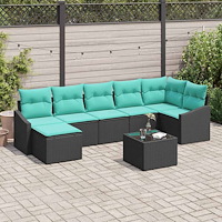 vidaXL Soffset med kudde 8 pcs Svart konstrotting