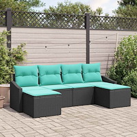 vidaXL Soffset med kudde 6 pcs Svart konstrotting
