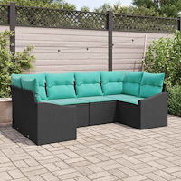 vidaXL Soffset med kudde 6 pcs Svart konstrotting