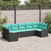 vidaXL Soffset med kudde 7 pcs Svart konstrotting