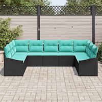 vidaXL Soffset med kudde 9 pcs Svart konstrotting