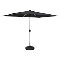 vidaXL Trädgårdsparasol med LED-lampor och bas 200 x 300 cm Polyester