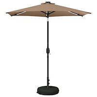 vidaXL Trädgårdsparasol med LED-lampor och bas 230 x 230 cm Polyester