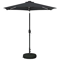 vidaXL Trädgårdsparasol med LED-lampor och bas 230 x 230 cm Polyester