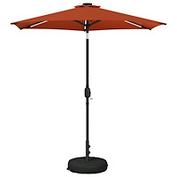 vidaXL Trädgårdsparasol med LED-lampor och bas 230 x 230 cm Polyester