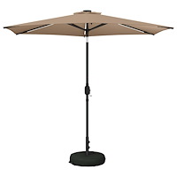 vidaXL Trädgårdsparasol med LED-lampor och bas 270 x 270 cm Polyester