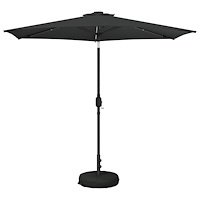 vidaXL Trädgårdsparasol med LED-lampor och bas 270 x 270 cm Polyester
