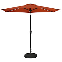 vidaXL Trädgårdsparasol med LED-lampor och bas 270 x 270 cm Polyester