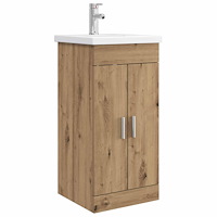 vidaXL Badrumsspegel med handfat Artisan-ek 42 x 40 x 84,5 cm