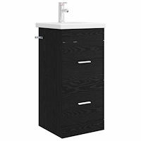 vidaXL Badrumsspegel med handfat Svart ek 42 x 40 x 84,5 cm