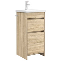 vidaXL Badrumsspegel med handfat Sonoma-ek 42 x 40 x 84,5 cm