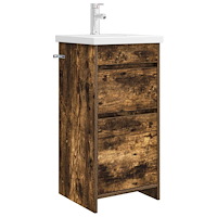 vidaXL Badrumsspegel med handfat Rökt ek 42 x 40 x 84,5 cm