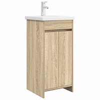 vidaXL Badrumsspegel med handfat Sonoma-ek 42 x 40 x 84,5 cm