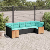 vidaXL 7 delar trädgårdssoffgrupp med dynor svart polyrotting