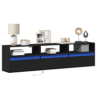 vidaXL TV-väggskåp med LED svart 180x31x45 cm