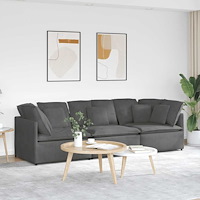 vidaXL Modulsoffa med dynor manchestertyg mörkgrå