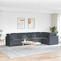 vidaXL Modulsoffa med dynor sammet mörkgrå