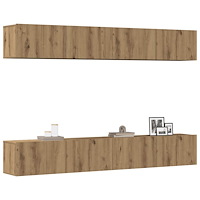 vidaXL Väggmonterad TV-möbelset 4 delar Artisan Oak 100x30x30 cm