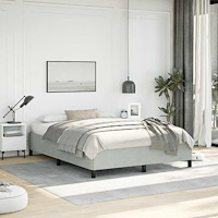vidaXL Sängram utan madrass ljusgrå 152x203 cm queen size sammet