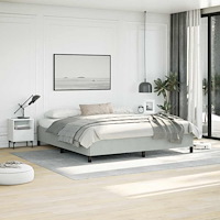 vidaXL Sängram utan madrass ljusgrå 193x203 cm king size sammet