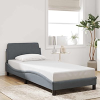 vidaXL Sängram Dover mörkgrå 90x190 cm sammet