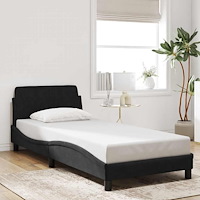 vidaXL Sängram Dover svart 90x190 cm sammet