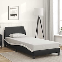 vidaXL Sängram Dover svart och vit 90x190 cm konstläder