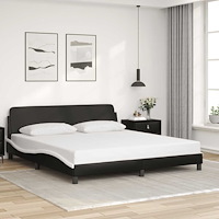 vidaXL Sängram Dover svart och vit 180x200 cm konstläder