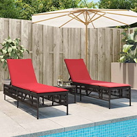 vidaXL Solstolar 2 st med bord brun konstrotting