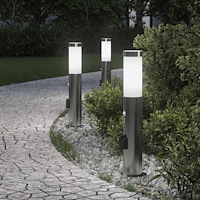 vidaXL Pollare med sensor och uttag 3 st 50 cm rostfritt stål IP44
