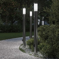 vidaXL Pollare med sensor och uttag 3 st 110 cm rostfritt stål IP44