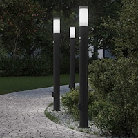 vidaXL Pollare med sensor och uttag 3 st 110 cm rostfritt stål IP44